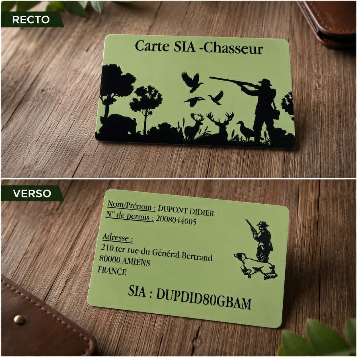 Carte SIA personnalisé - Thème chasse - Petit et gros gibier