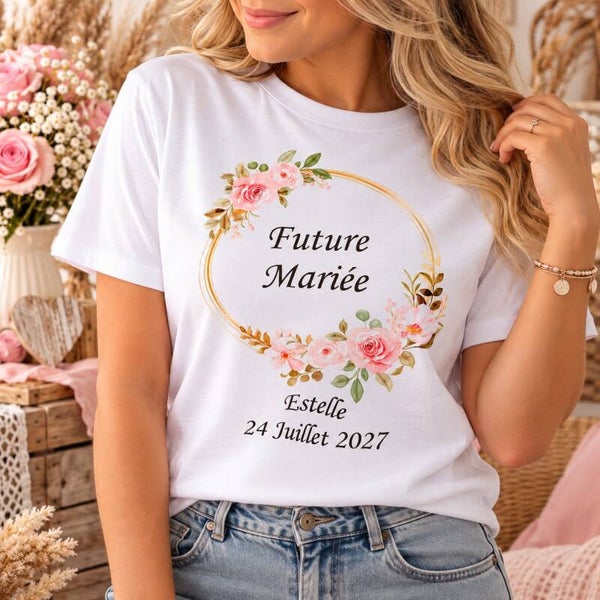 T-shirt unisexe adulte blanc sublimation - Modèle couronne floral