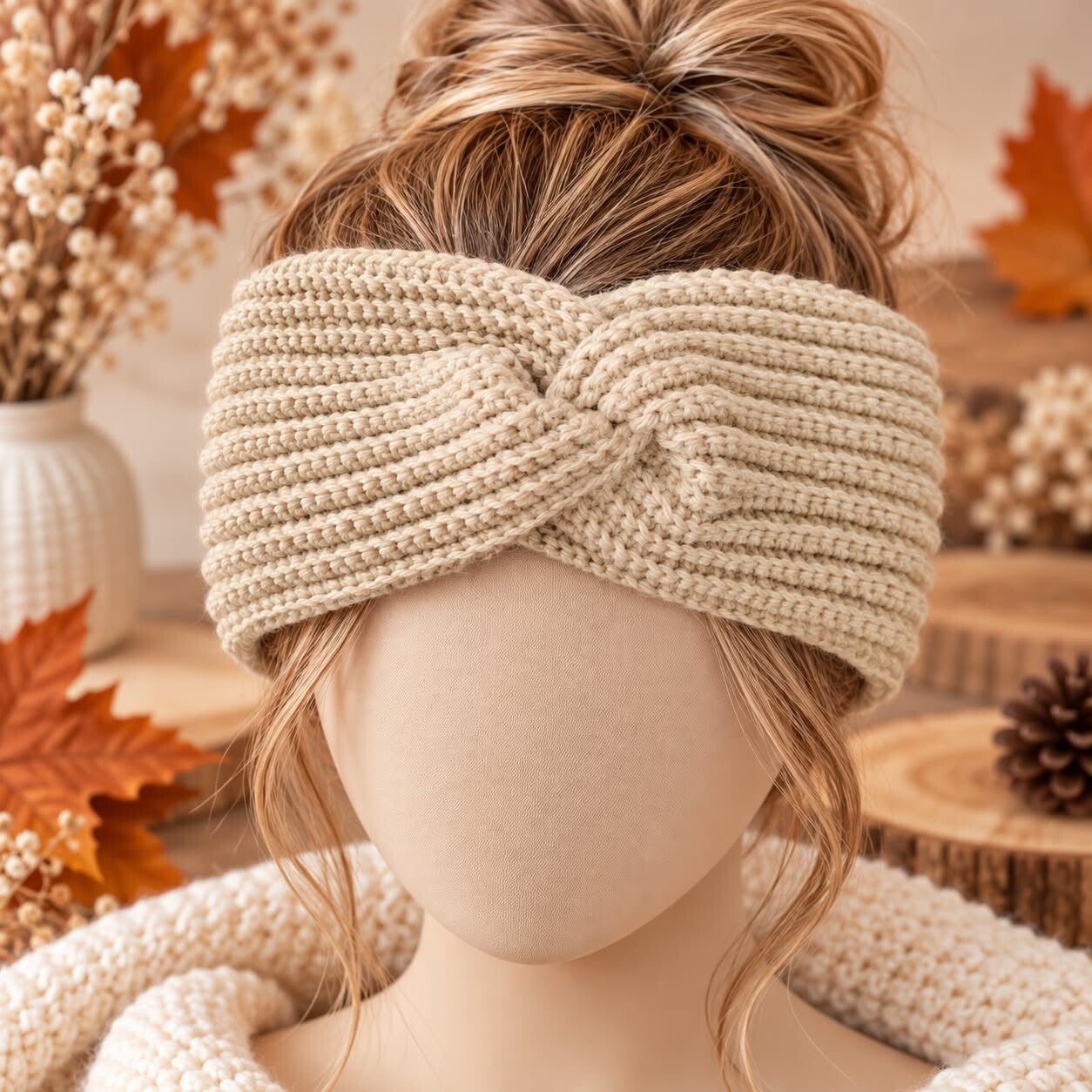 Bandeau femme - Crème - Accessoire hiver - Grande taille