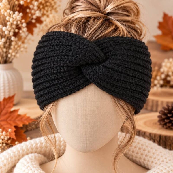 Bandeau femme - Noir - Accessoire hiver - Taille unique