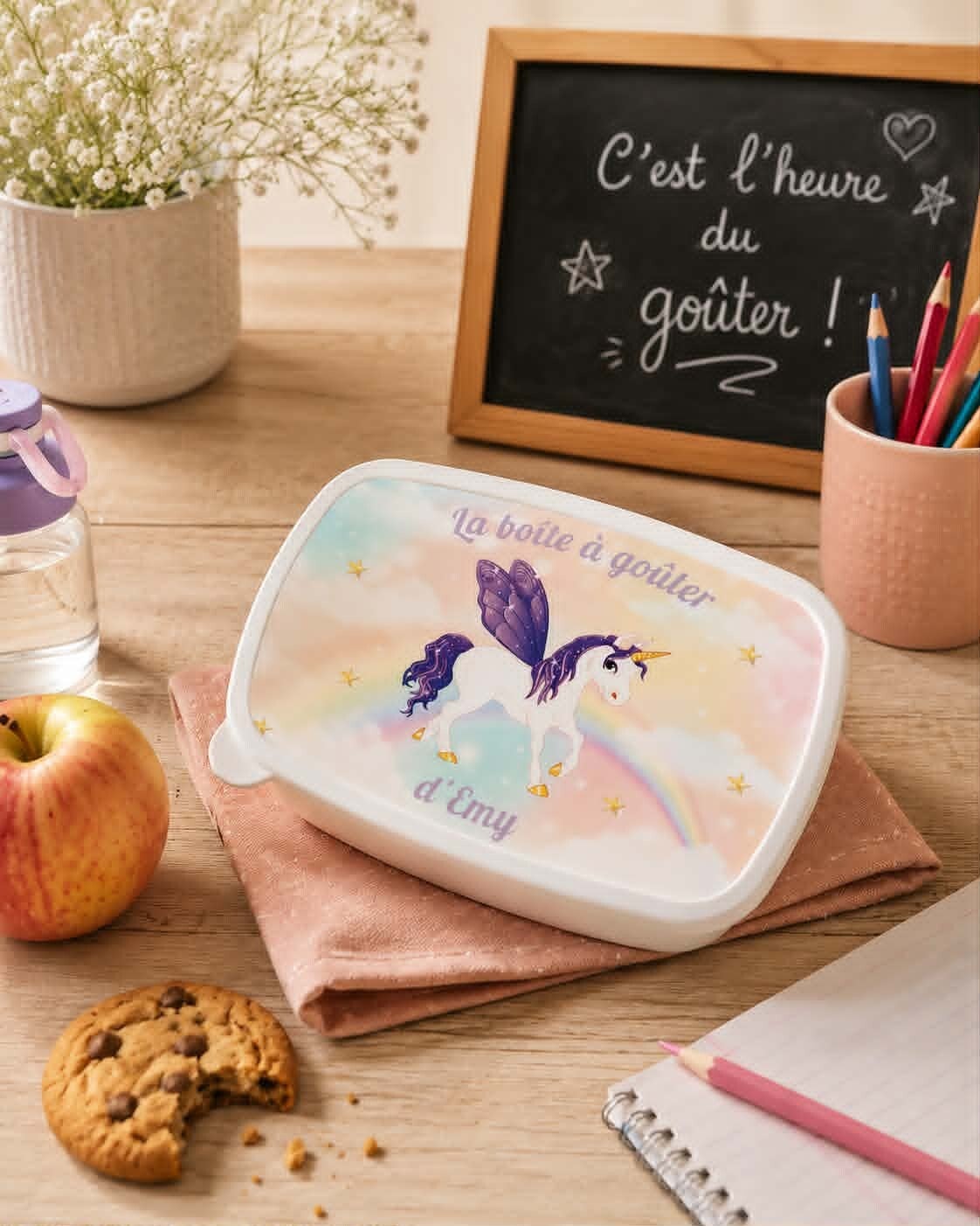 Boîte à repas/gouter personnalisée - Modèle licorne