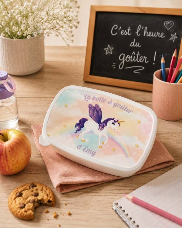 Boîte à repas/gouter personnalisée - Modèle licorne