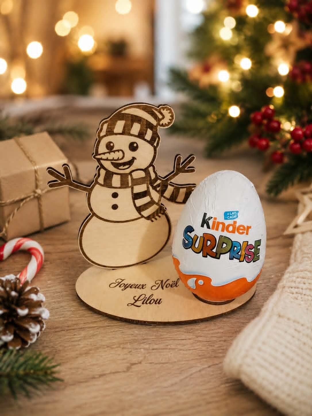 Porte oeuf kinder surprise - Modèle bonhomme de neige