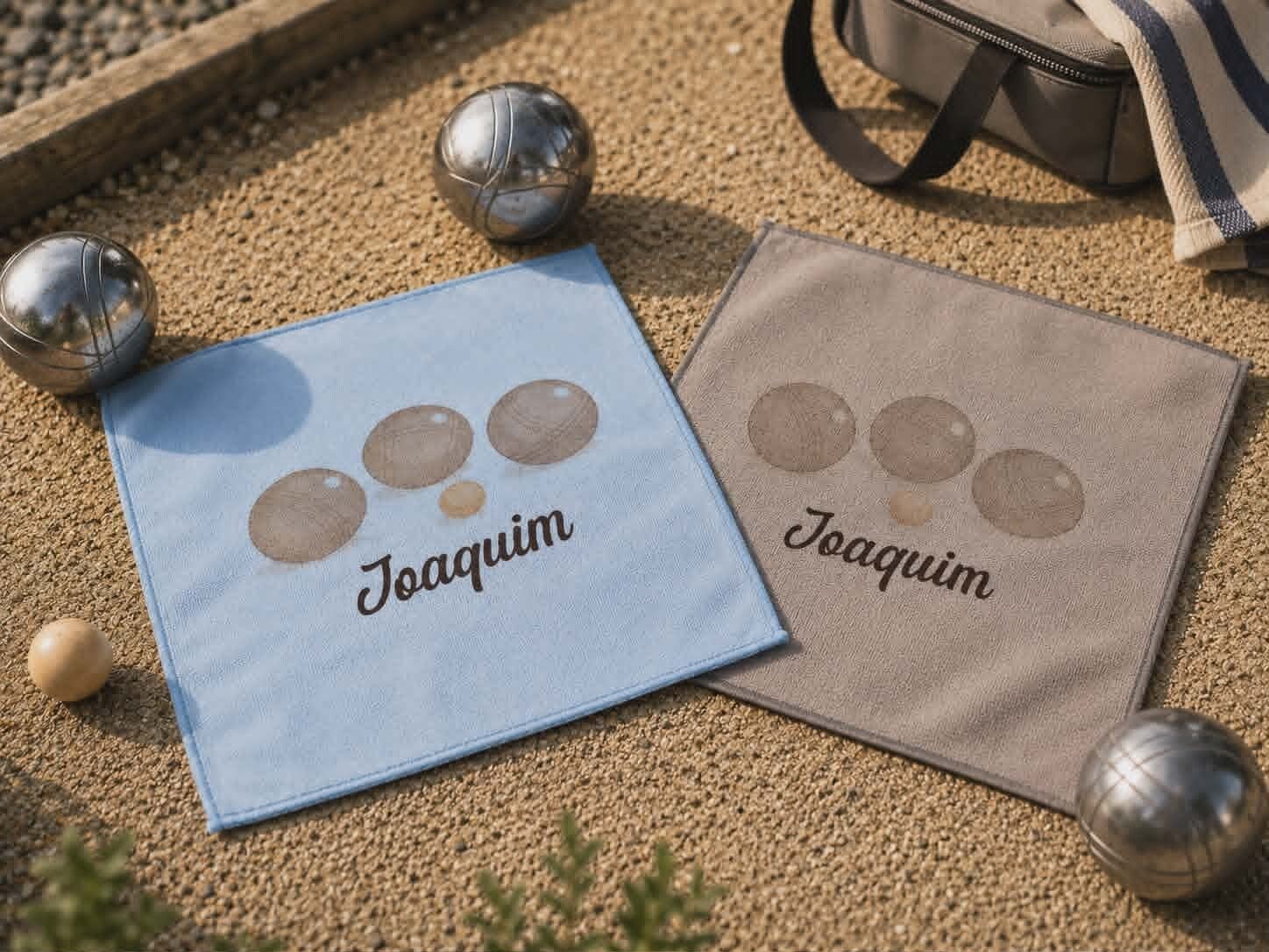 Chiffon personnalisé - Modèle 3 boules de pétanque