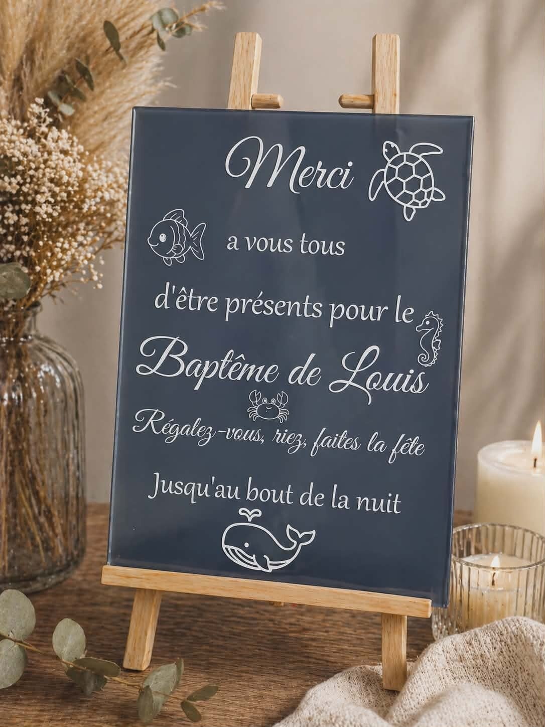 Plaque en plexiglass personnalisée - Modèle animaux de la mer