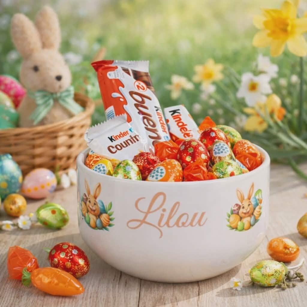 Bol personnalisé -  Modèle lapin de Pâques 1