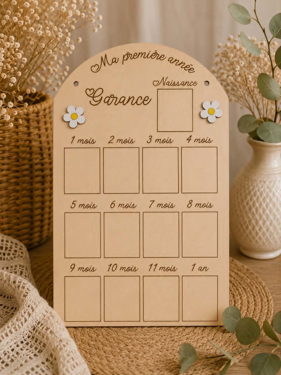 Panneau en bois évolutif personnalisé - Version "Ma première année"