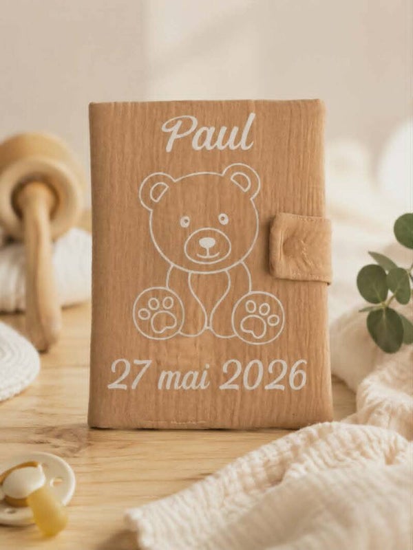 Protège carnet de santé personnalisé - Modèle ourson