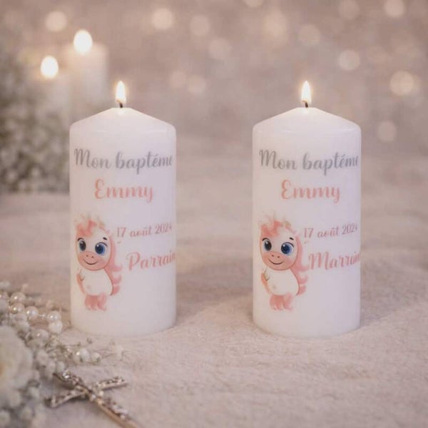 Bougie personnalisée - Féerie - Modèle licorne