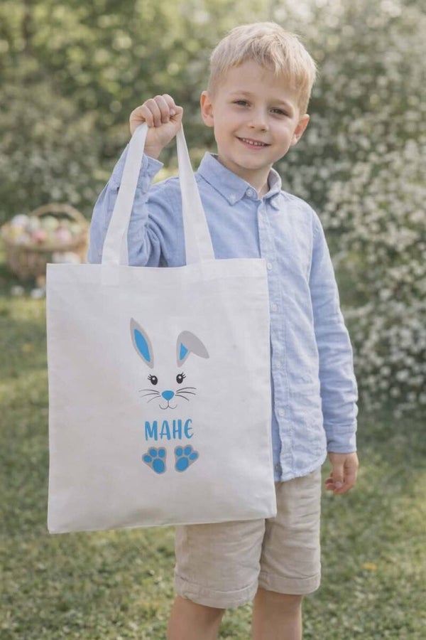 Tote bag personnalisé - Modèle Pâques tête de lapin