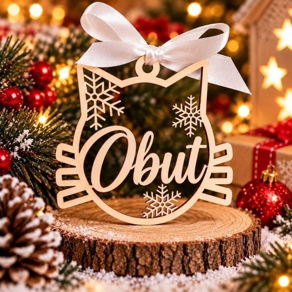 Décoration de Noël en bois personnalisée - Suspension chat
