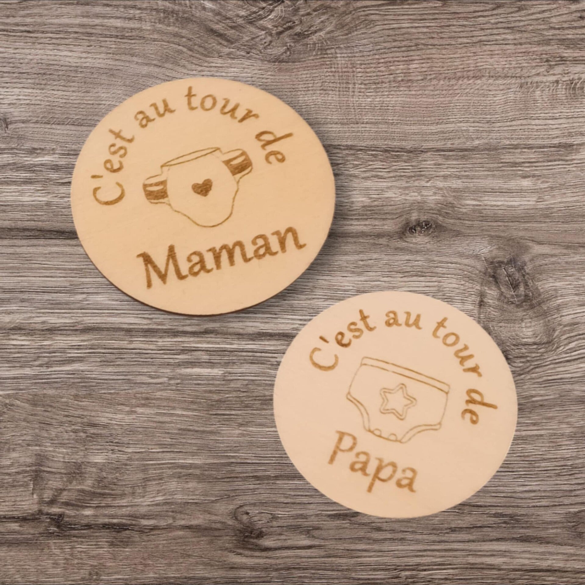 Jeton en bois de décision personnalisé - Modèle couches