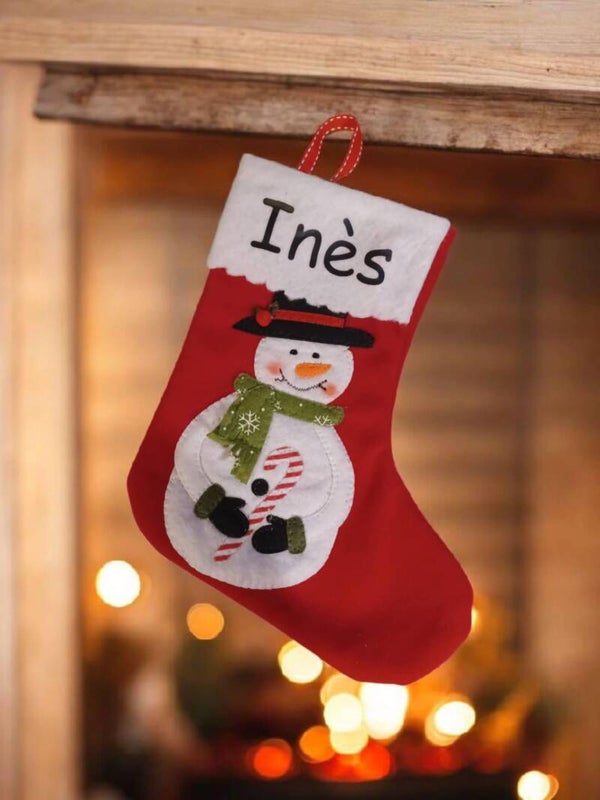 Botte/Chaussette de Noël personnalisée - Modèle bonhomme de neige