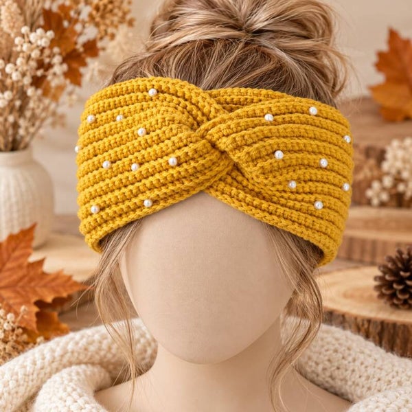 Bandeau femme - Moutarde - Accessoire hiver - Taille unique
