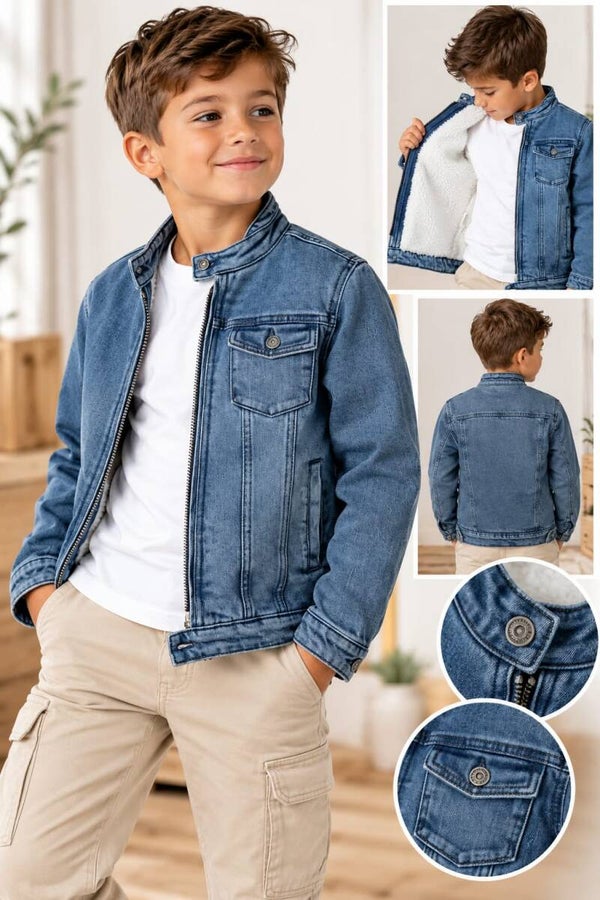 Veste en jean fourré - Garçon - Denim