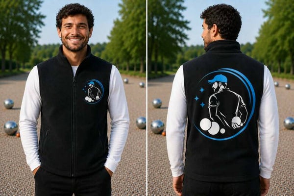 Polaire sans manches homme couleur flocage - Modèle logo homme pétanque