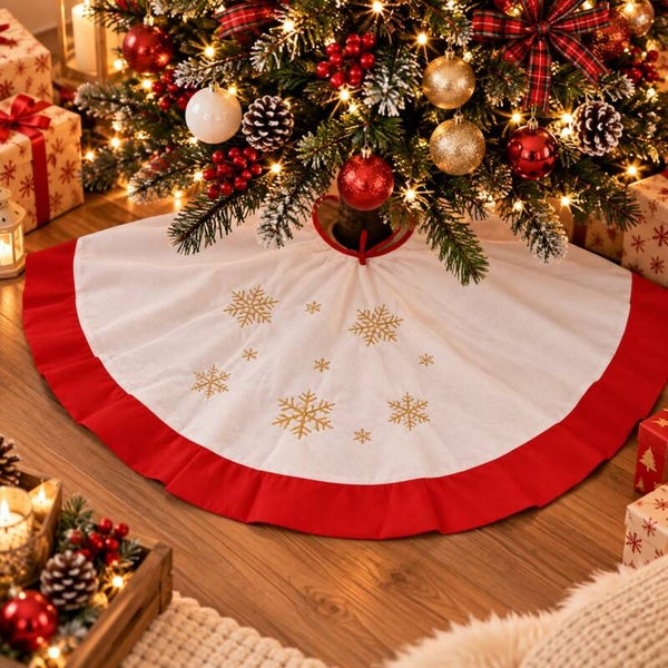 Tapis de sapin personnalisé - Modèle flocon doré