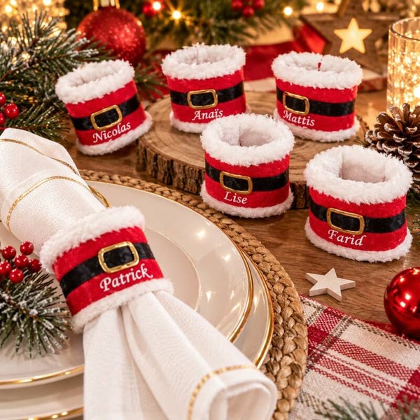 Rond de serviette de Noël personnalisée - Modèle 100% personnalisable selon vos souhaits
