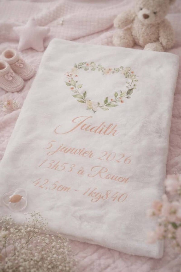 Couverture personnalisée - Modèle coeur fleural