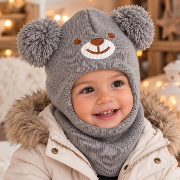 Cagoule bébé - 0/3 ans - Ourson gris