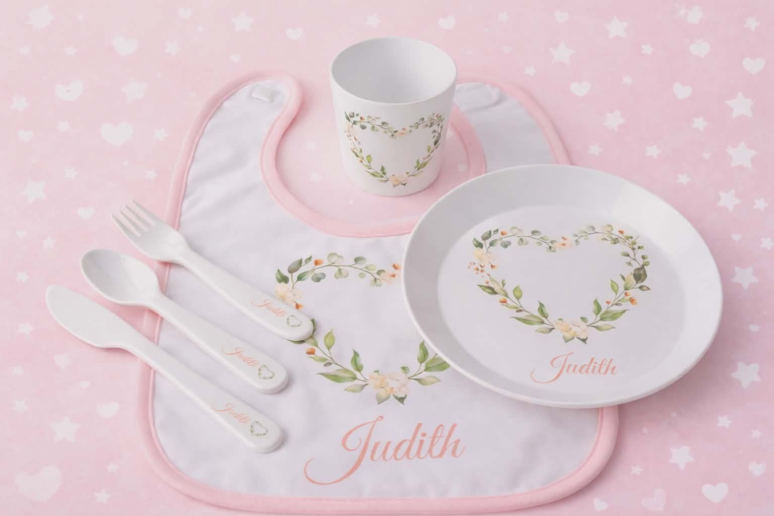 Kit repas personnalisé - Modèle cœur fleural