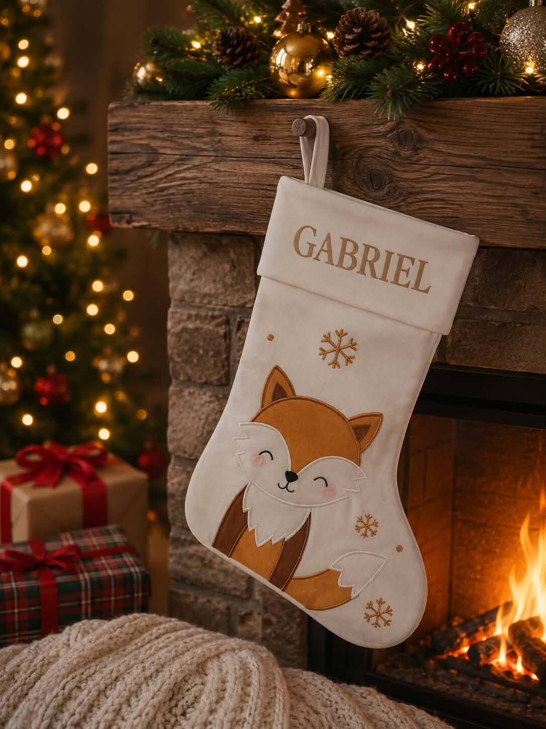 Botte/Chaussette de Noël personnalisée - Modèle renard