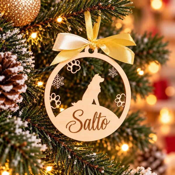 Décoration de Noël en bois - Suspension chien