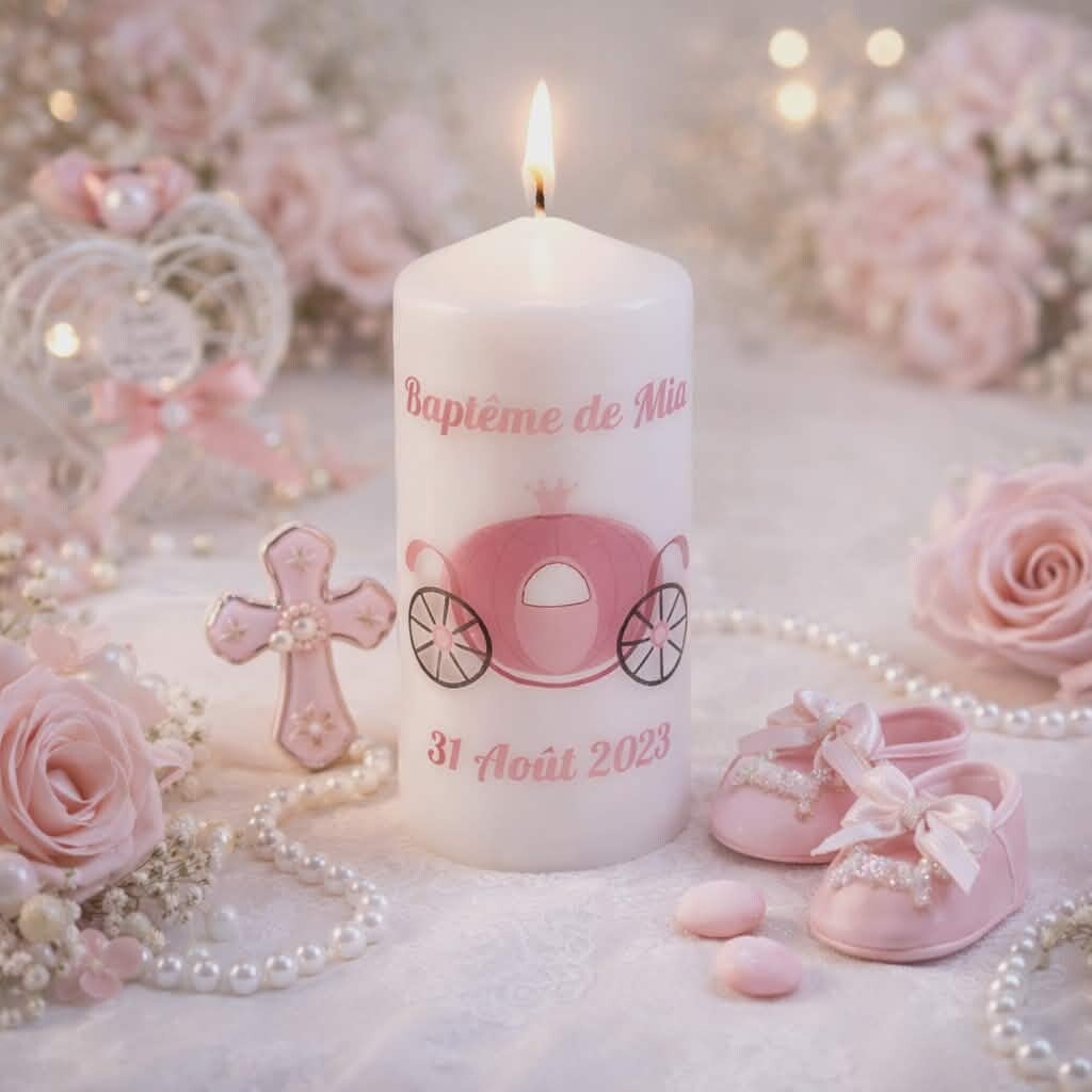 Bougie personnalisée - Princesse - Modèle carrosse