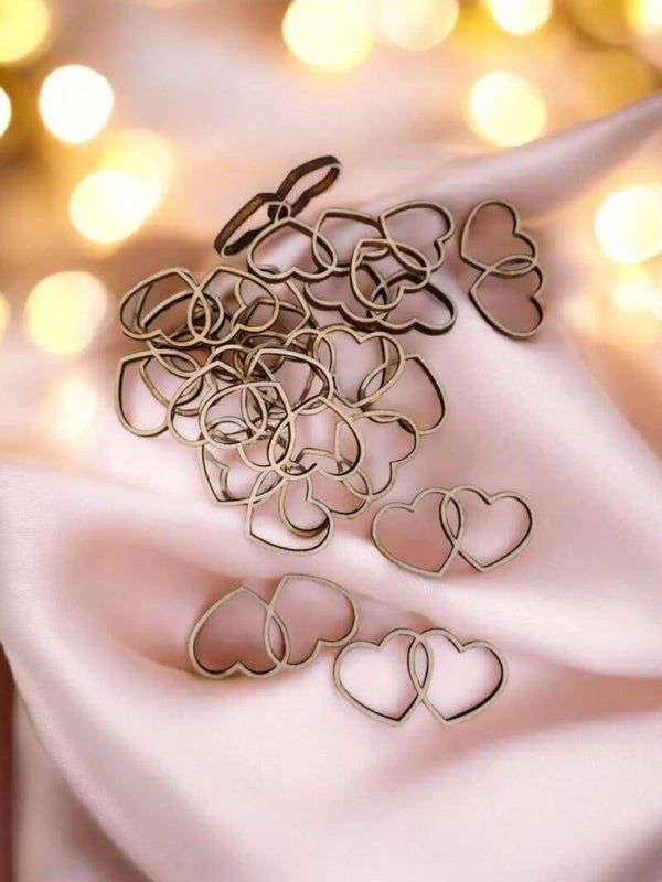 Sachet de confetti en bois - Modèle cœurs entrelacées