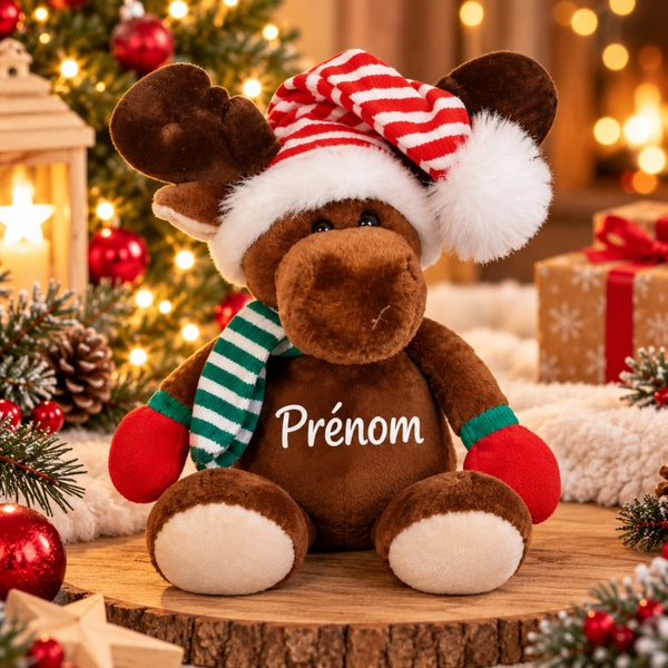 Peluche renne de Noël personnalisée – Cadeau de Noël