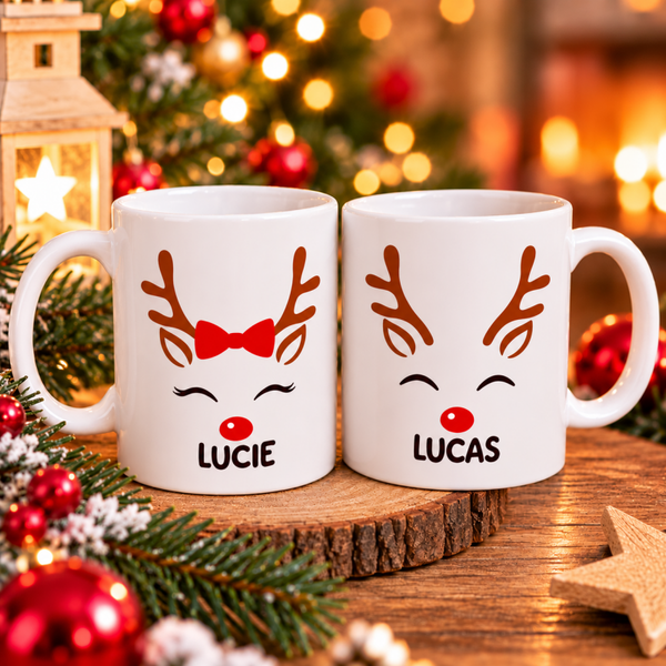 Mug de Noël personnalisé – Rennes de Noël