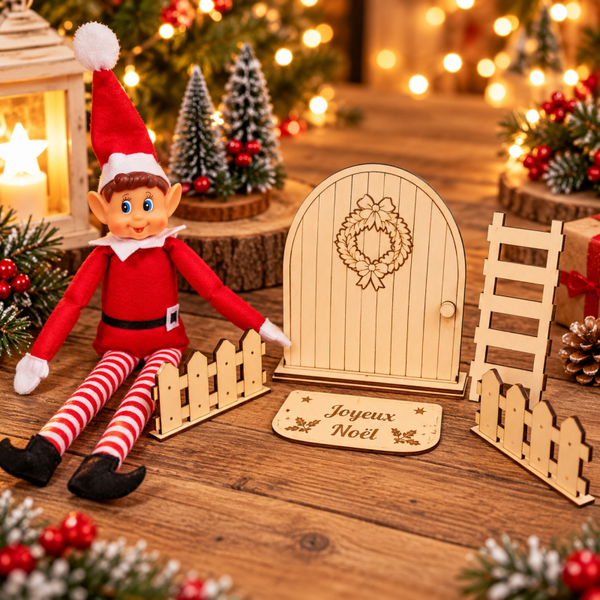 Kit porte magique du lutin farceur en bois – Décoration de Noël