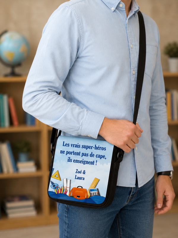 Sac bandoulière personnalisé - Modèle motif école