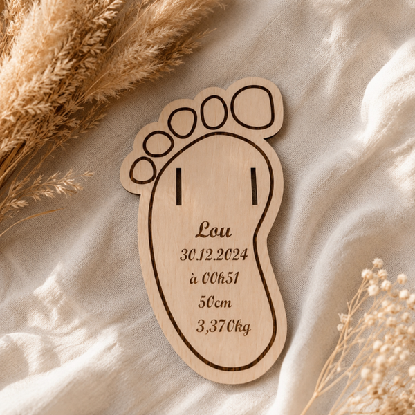 Support bracelet de naissance personnalisé - Modèle pied