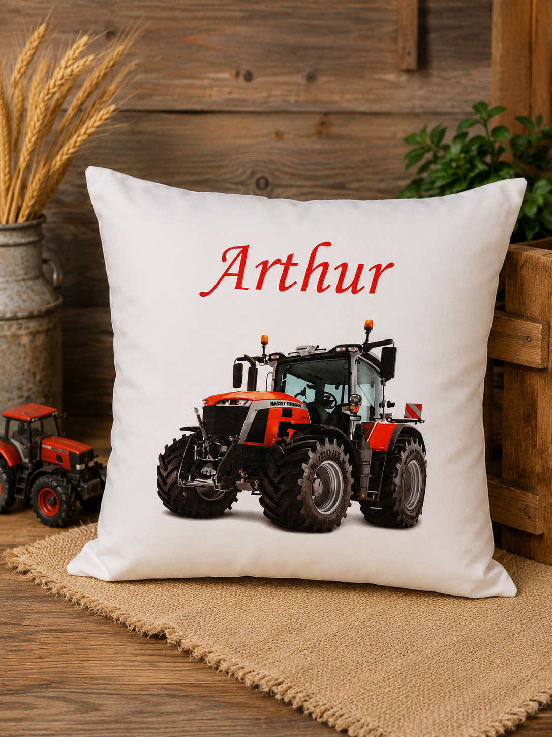 Housse de coussin personnalisée - Modèle tracteur
