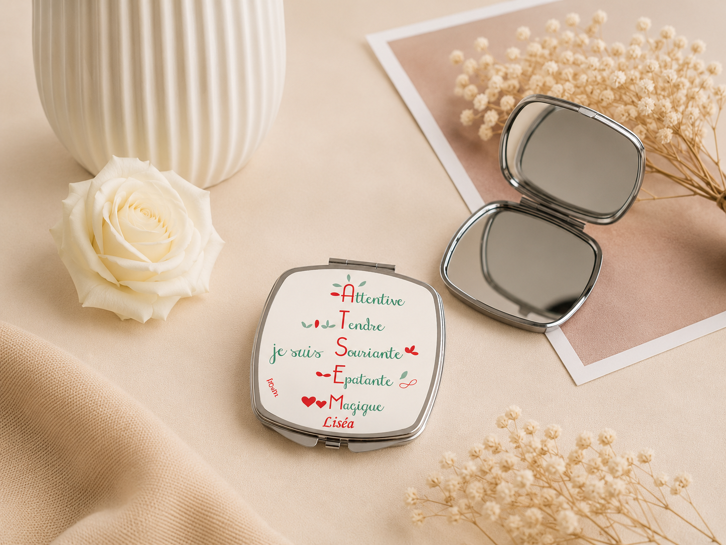 Miroir de poche personnalisé - Modèle apostiche "ATSEM"