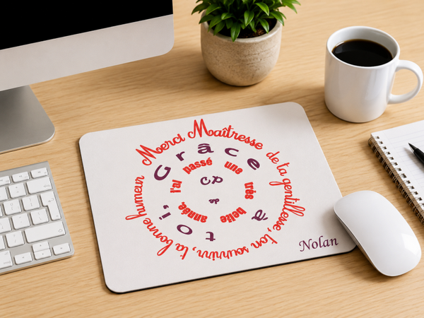Tapis de souris personnalisé - Modèle spirale "Merci maîtresse en CP"