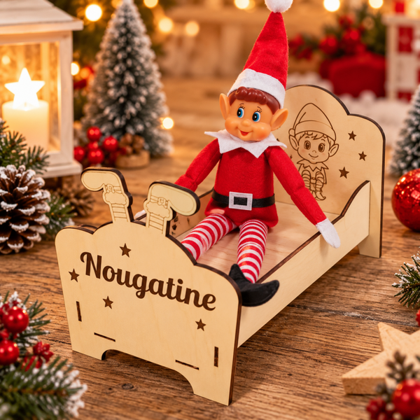 Lit du lutin farceur en bois personnalisé – Prénom au choix