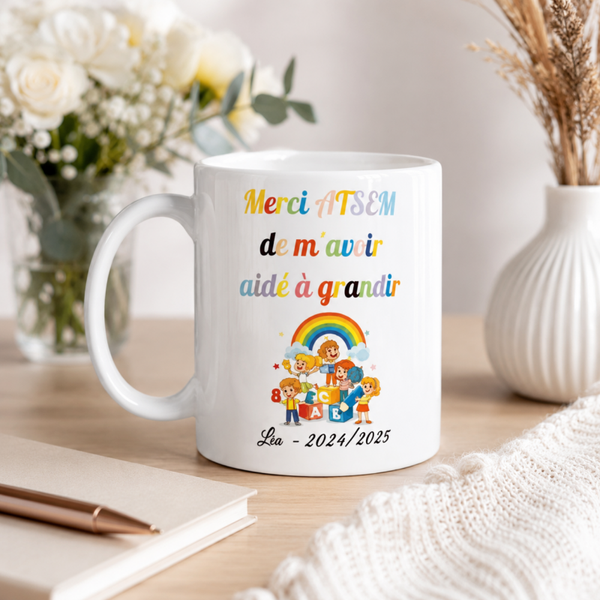 Mug personnalisé - Modèle enfants avec arc-en-ciel