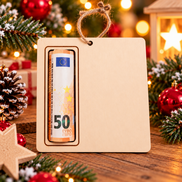 Porte-billet de Noël personnalisé en bois – Cadeau de Noël