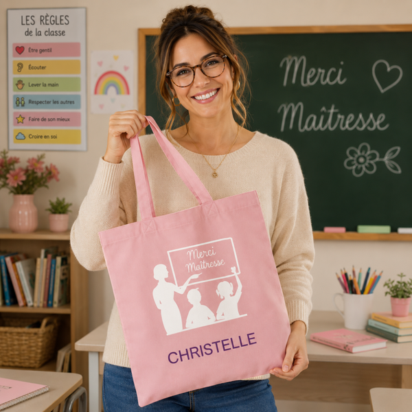 Tote bag couleur personnalisé - Modèle école