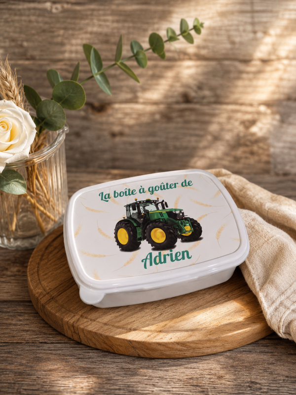 Boîte à repas/gouter personnalisée - Modèle épi de blé et tracteur