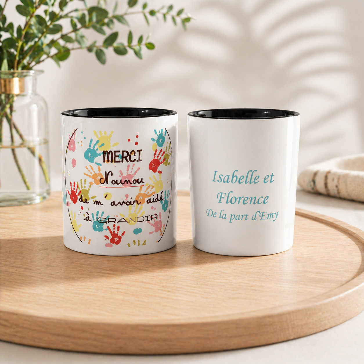 Pot à crayons personnalisé - Modèle "Merci Nounou de m'avoir aidé à grandir"