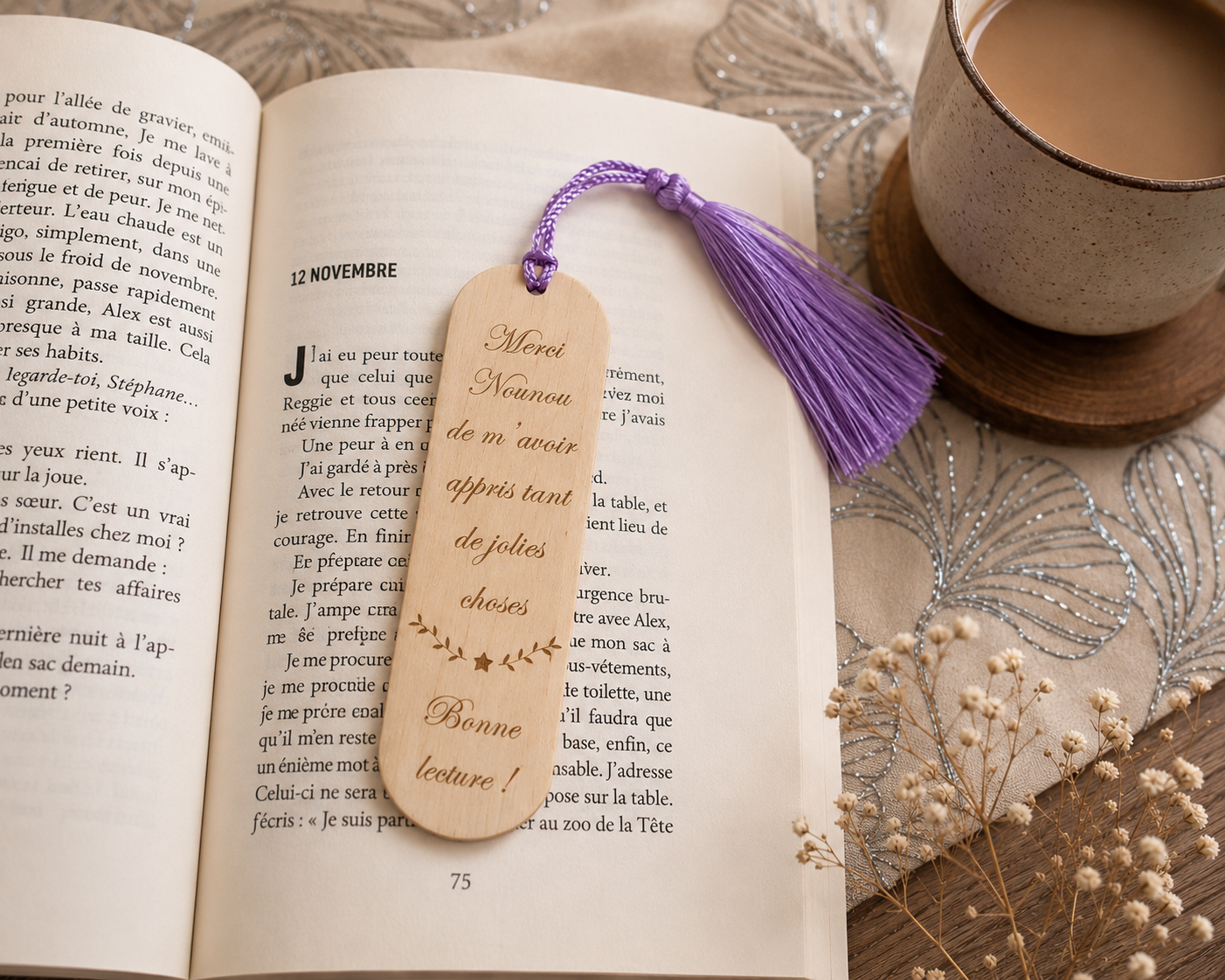 Marque page personnalisé - Modèle épi avec petite fleur