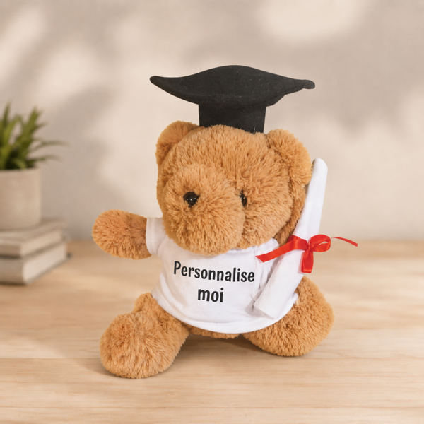 Peluche avec t-shirt personnalisé - Modèle ours diplômé
