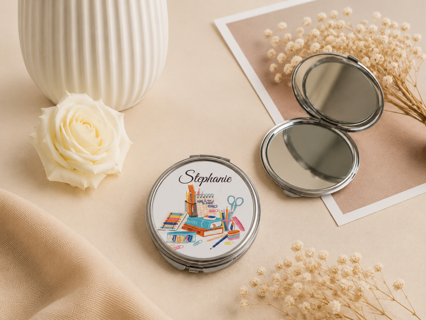 Miroir de poche personnalisé - Modèle livres