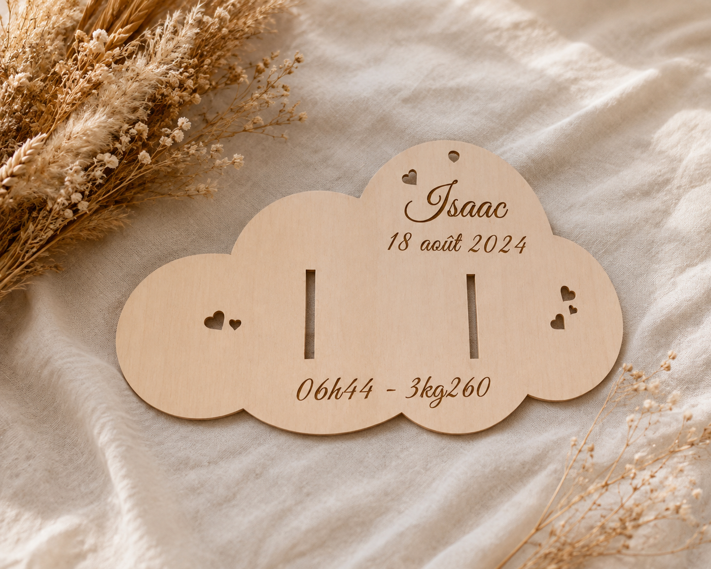 Support bracelet de naissance personnalisé - Modèle nuage