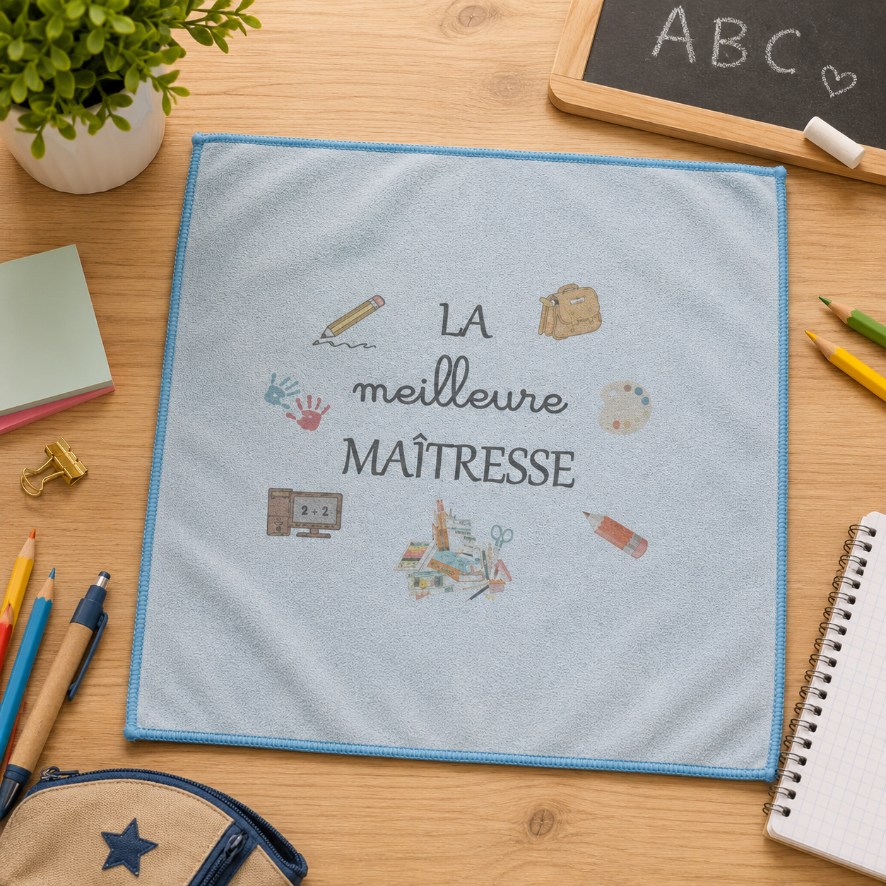 Chiffon personnalisé - Modèle motifs école