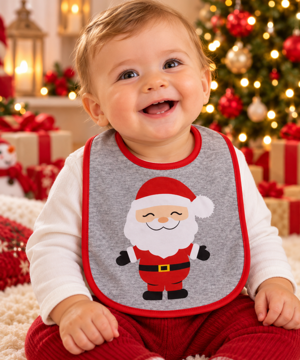 Bavoir bébé de Noël avec motif Père Noël – Accessoire festif