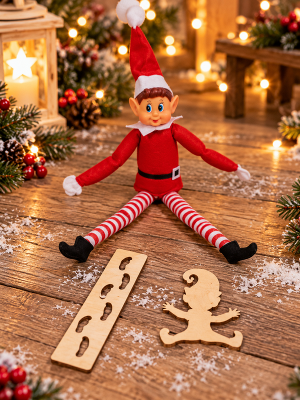Kit empreintes du lutin farceur – Traces de pas et silhouette en bois